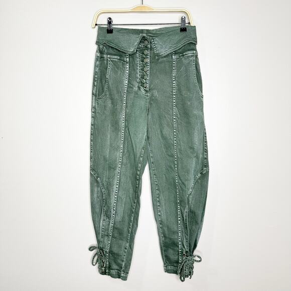 Ulla Johnson Kingston Army Green High Rise Pegged Crop Jeans size 2 - Picture 4 of 13